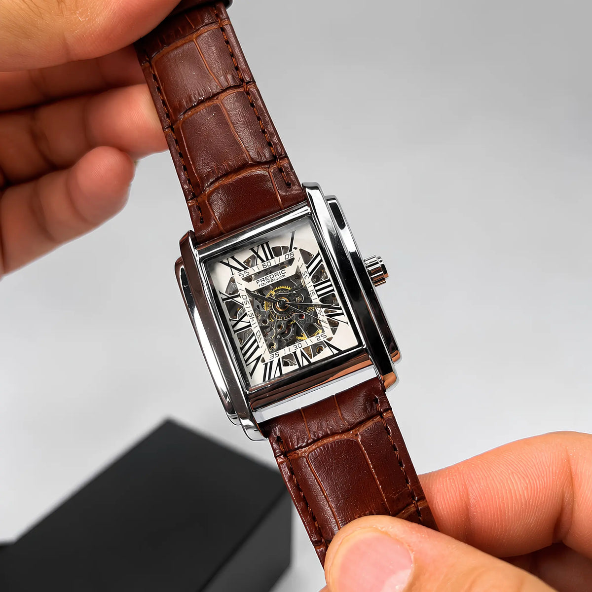 Square Case Skeleton Automatic Watch