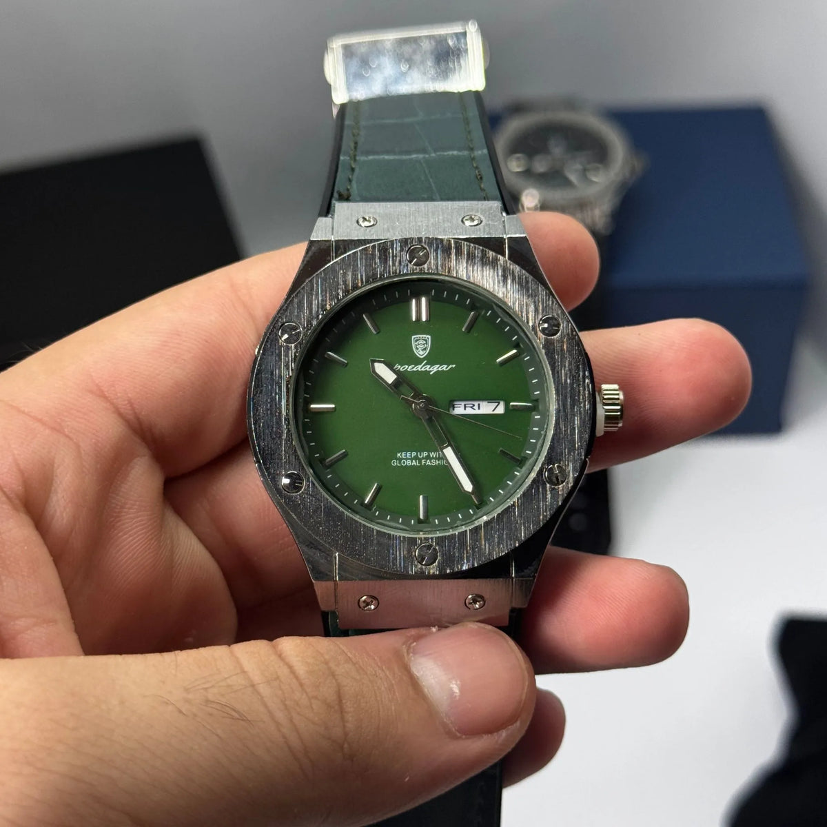 Silver Case Chronograph Watch