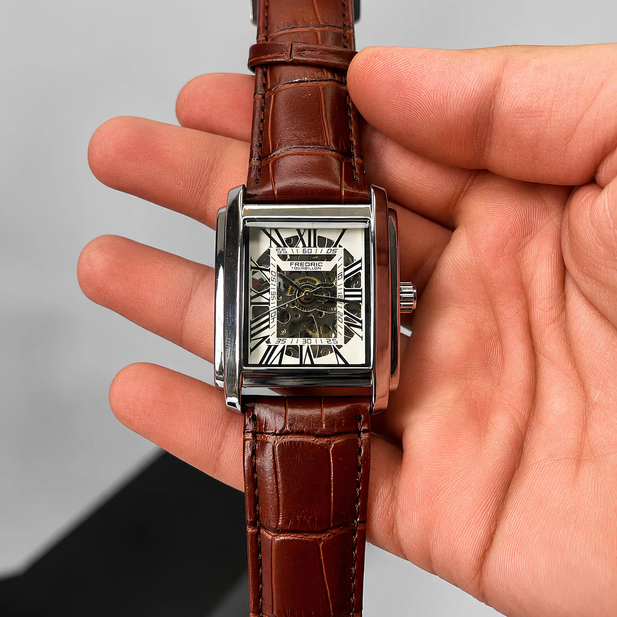 Square Case Skeleton Automatic Watch