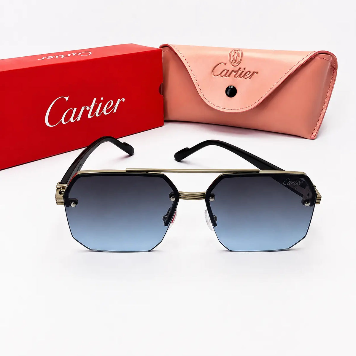 Black Acetate Square Sunglasses – Blue Gradient