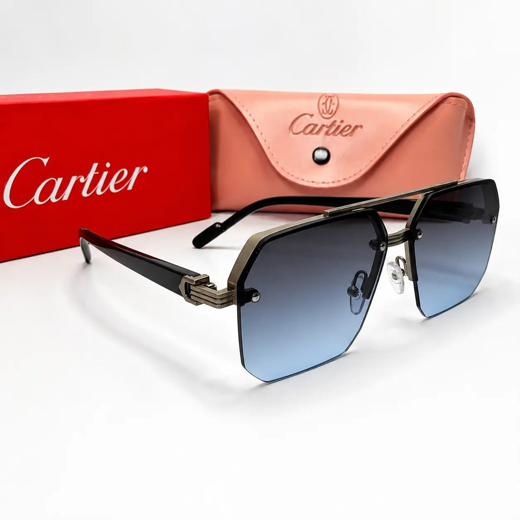 Black Acetate Square Sunglasses – Blue Gradient